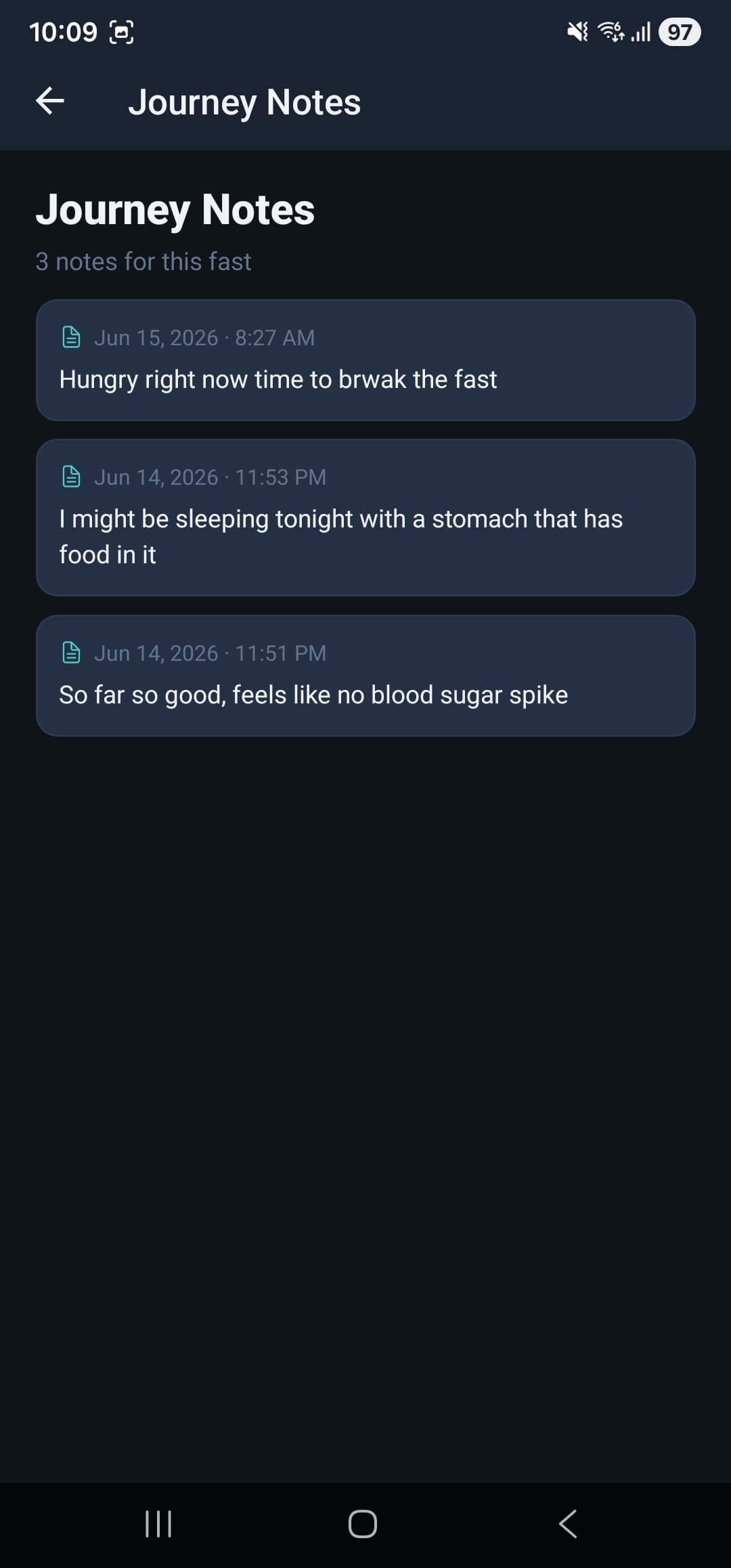 Fasting Tracker settings and account options